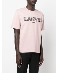 rosa besticktes T-Shirt mit einem Rundhalsausschnitt von Lanvin