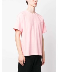 rosa besticktes T-Shirt mit einem Rundhalsausschnitt von Stone Island