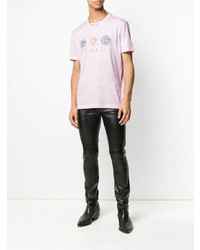 rosa besticktes T-Shirt mit einem Rundhalsausschnitt von Versace