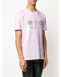 rosa besticktes T-Shirt mit einem Rundhalsausschnitt von Versace