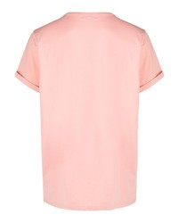 rosa besticktes T-Shirt mit einem Rundhalsausschnitt von Maison Labiche