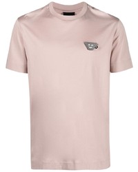rosa besticktes T-Shirt mit einem Rundhalsausschnitt von Emporio Armani
