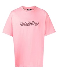 rosa besticktes T-Shirt mit einem Rundhalsausschnitt von FIVE CM