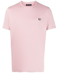 rosa besticktes T-Shirt mit einem Rundhalsausschnitt von Fred Perry