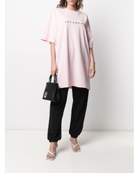 rosa besticktes T-Shirt mit einem Rundhalsausschnitt von Vetements