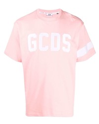 rosa besticktes T-Shirt mit einem Rundhalsausschnitt von Gcds