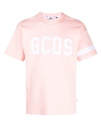 rosa besticktes T-Shirt mit einem Rundhalsausschnitt von Gcds