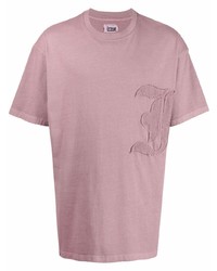 rosa besticktes T-Shirt mit einem Rundhalsausschnitt von Izzue