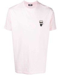 rosa besticktes T-Shirt mit einem Rundhalsausschnitt von Karl Lagerfeld
