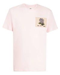 rosa besticktes T-Shirt mit einem Rundhalsausschnitt von Kent & Curwen