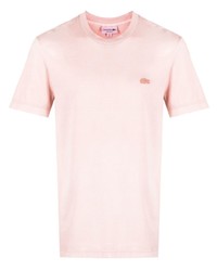 rosa besticktes T-Shirt mit einem Rundhalsausschnitt von Lacoste