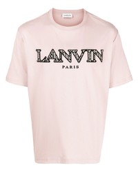 rosa besticktes T-Shirt mit einem Rundhalsausschnitt von Lanvin