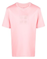 rosa besticktes T-Shirt mit einem Rundhalsausschnitt von Li-Ning