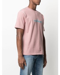 rosa besticktes T-Shirt mit einem Rundhalsausschnitt von Stone Island