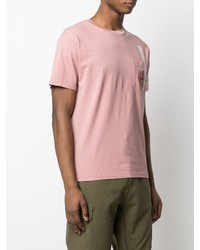 rosa besticktes T-Shirt mit einem Rundhalsausschnitt von Stone Island