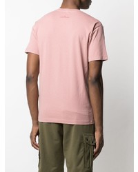 rosa besticktes T-Shirt mit einem Rundhalsausschnitt von Stone Island