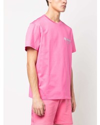 rosa besticktes T-Shirt mit einem Rundhalsausschnitt von Alexander McQueen