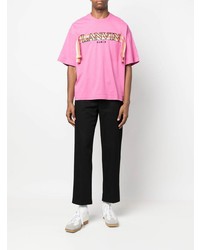 rosa besticktes T-Shirt mit einem Rundhalsausschnitt von Lanvin
