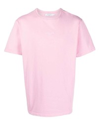 rosa besticktes T-Shirt mit einem Rundhalsausschnitt von MAISON KITSUNÉ