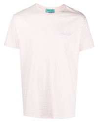 rosa besticktes T-Shirt mit einem Rundhalsausschnitt von Maison Labiche