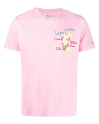 rosa besticktes T-Shirt mit einem Rundhalsausschnitt von MC2 Saint Barth