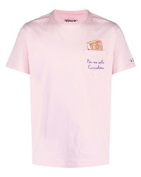 rosa besticktes T-Shirt mit einem Rundhalsausschnitt von MC2 Saint Barth