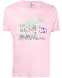 rosa besticktes T-Shirt mit einem Rundhalsausschnitt von MC2 Saint Barth