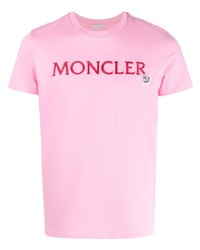 rosa besticktes T-Shirt mit einem Rundhalsausschnitt von Moncler