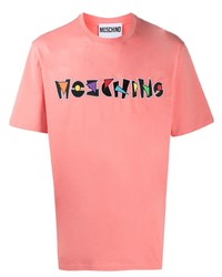 rosa besticktes T-Shirt mit einem Rundhalsausschnitt von Moschino