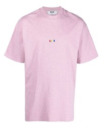 rosa besticktes T-Shirt mit einem Rundhalsausschnitt von MSGM