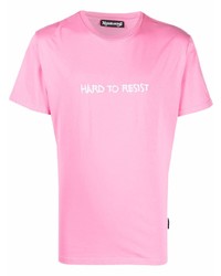 rosa besticktes T-Shirt mit einem Rundhalsausschnitt von Nasaseasons