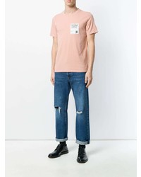 rosa besticktes T-Shirt mit einem Rundhalsausschnitt von Maison Margiela