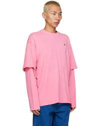 rosa besticktes T-Shirt mit einem Rundhalsausschnitt von Acne Studios