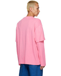 rosa besticktes T-Shirt mit einem Rundhalsausschnitt von Acne Studios