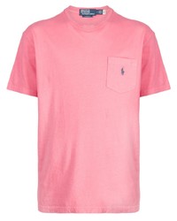 rosa besticktes T-Shirt mit einem Rundhalsausschnitt von Polo Ralph Lauren