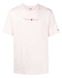 rosa besticktes T-Shirt mit einem Rundhalsausschnitt von Tommy Jeans