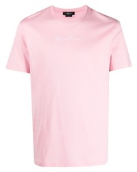 rosa besticktes T-Shirt mit einem Rundhalsausschnitt von Versace