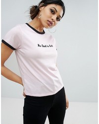 rosa besticktes T-shirt von Daisy Street