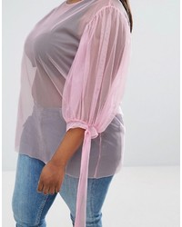 rosa Bluse aus Netzstoff von Asos