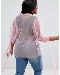 rosa Bluse aus Netzstoff von Asos