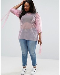 rosa Bluse aus Netzstoff von Asos