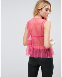 rosa Bluse aus Netzstoff von Asos