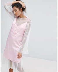 rosa Camisole-Kleid aus Satin von Lazy Oaf