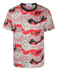 rosa Camouflage T-Shirt mit einem Rundhalsausschnitt von Stone Island