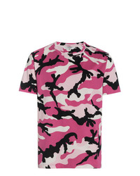 rosa Camouflage T-Shirt mit einem Rundhalsausschnitt von Valentino
