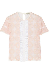 rosa Chiffon Bluse mit Rüschen