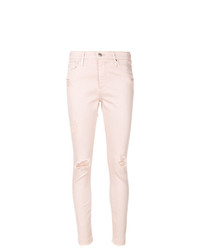 rosa enge Jeans mit Destroyed-Effekten von AG Jeans