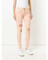 rosa enge Jeans mit Destroyed-Effekten von Elisabetta Franchi
