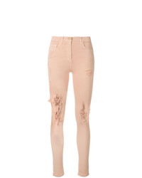 rosa enge Jeans mit Destroyed-Effekten von Elisabetta Franchi