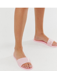 rosa flache Sandalen aus Leder von ASOS DESIGN